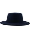 White autumn and winter new wool top hat solid color flat top gentleman's hat versatile jazz hat casual woolen hat felt hat