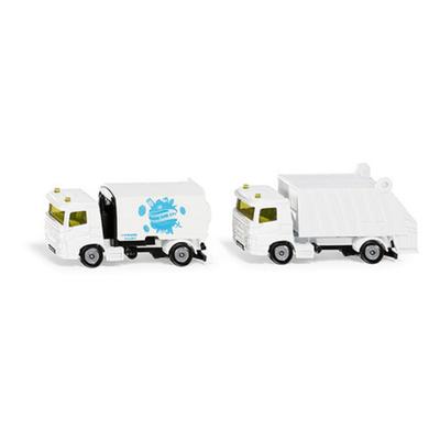 Siku SK1687 Die-cast Street Sweeper and Refuse Truck Miniature Set (Collectible Toy)