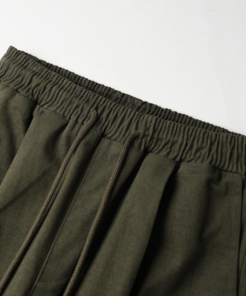 JEMUT Cotton Peach Wide Elastic Waist Pants Deep Khaki Mmlp2673