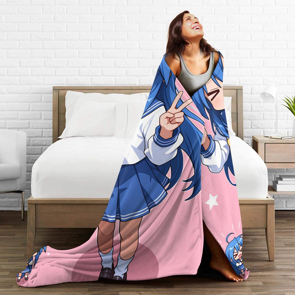 Konata izumi L-Lucky S-Star Blankets Quality Warm Soft Throw Blanket Winter Plane Travel Couch Bed Pattern Bedspread