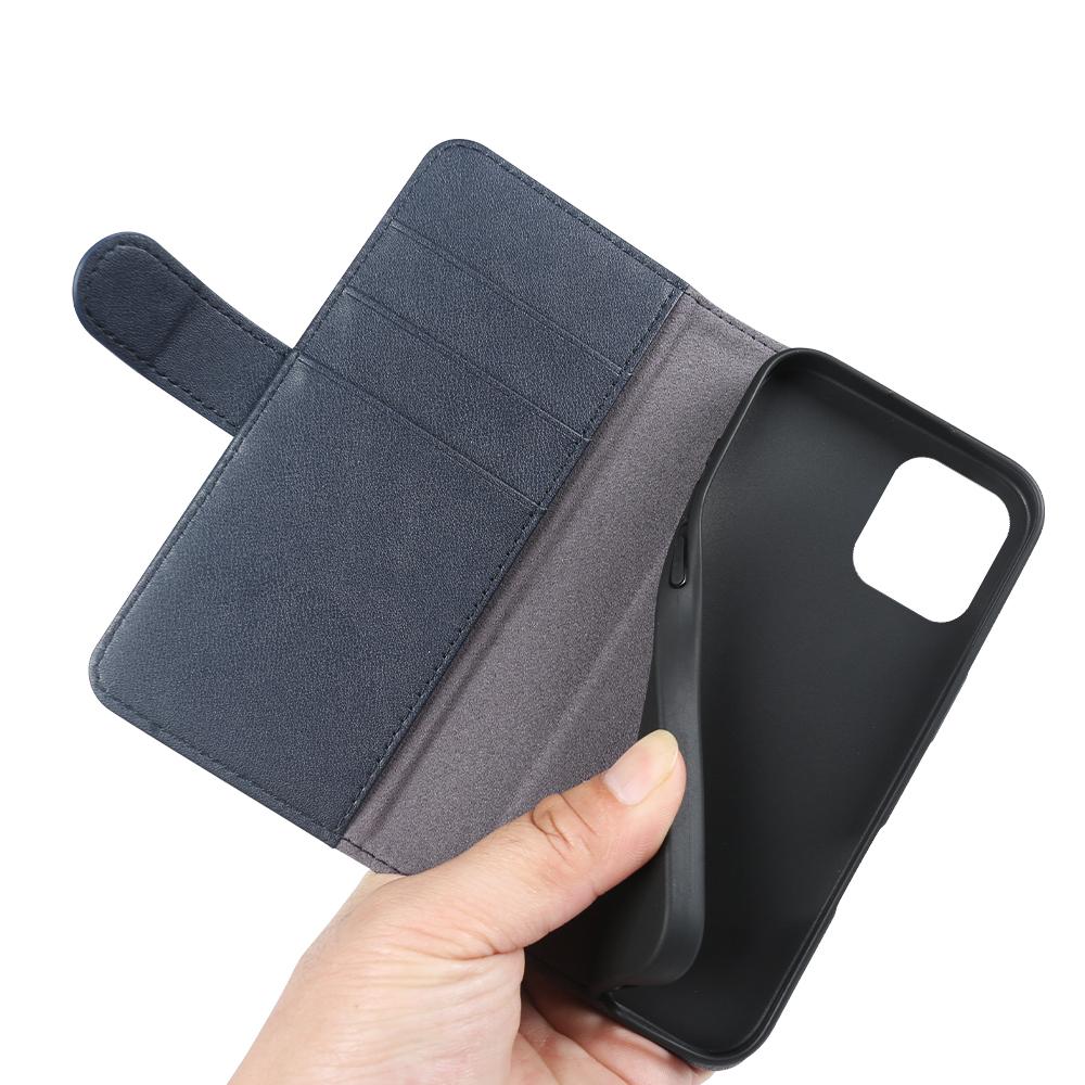 For iPhone 12 Phone Cases Genuine Split Leather Wallet Mobile Cover Stand