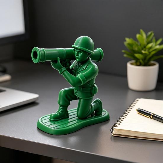 3D Printed Man Pen Holder Kneeling Soldier Grim Reaper Ninja Knight Warrior Statue of Liberty Pencil Stand Home Office Decoration Ornament