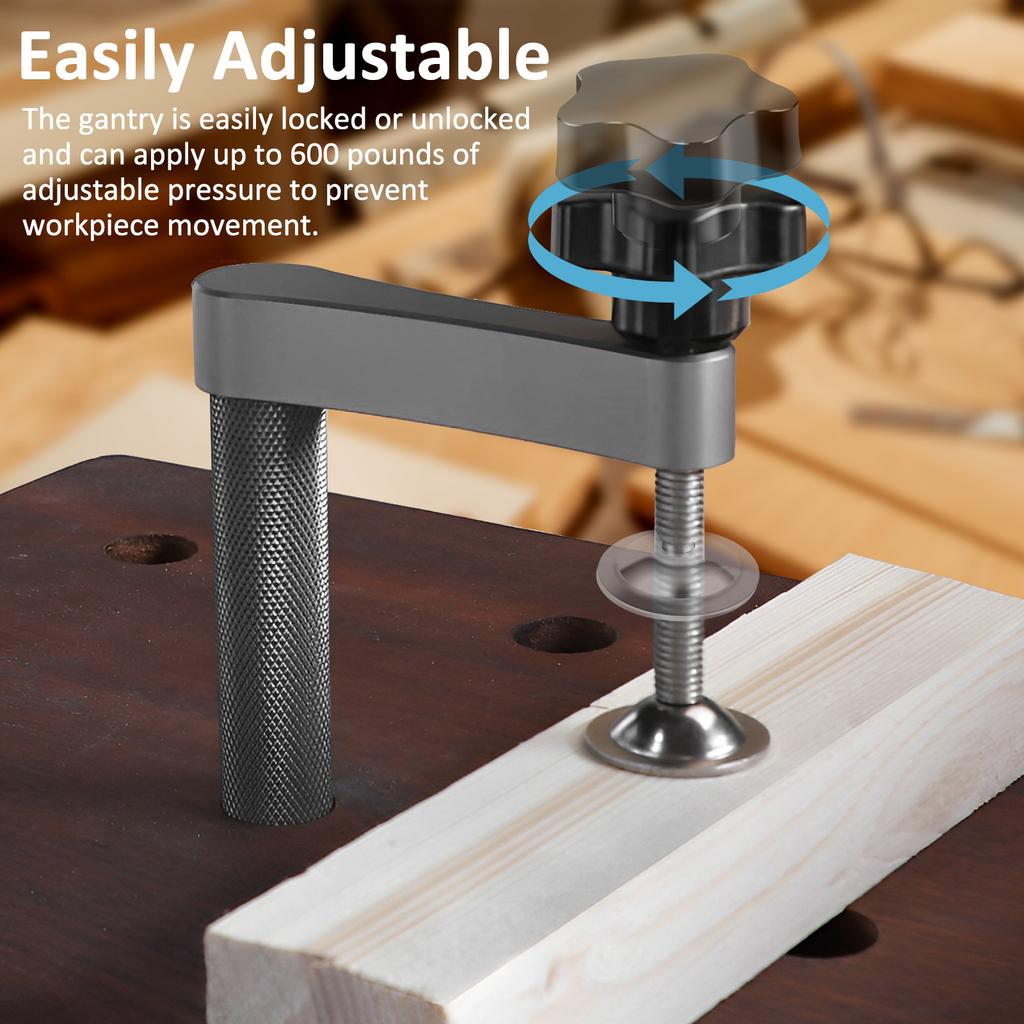 2Pcs Bench Dog Clamp Stainless Steel Woodworking Dog Hole Clamp Adjustable Bench Desktop Clip Portable Carpenter Tool Fast Clamp