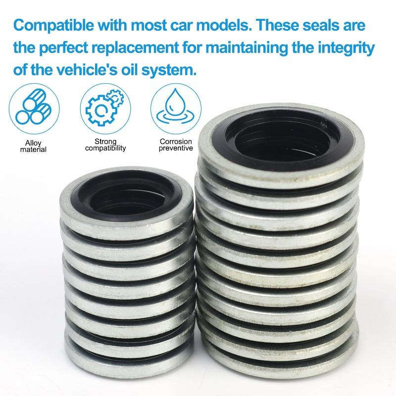 M12/M14 Car Oil Pan Drain Gasket Drainage Bolt Pad Rubber Oil Drain Plug Gasket Washer Seal Set Galvanised Combination Gasket