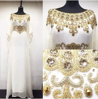 Vestido largo islámico elegante marroquí Dubai Farasha Kaftan Abaya vestido de trabajo manual