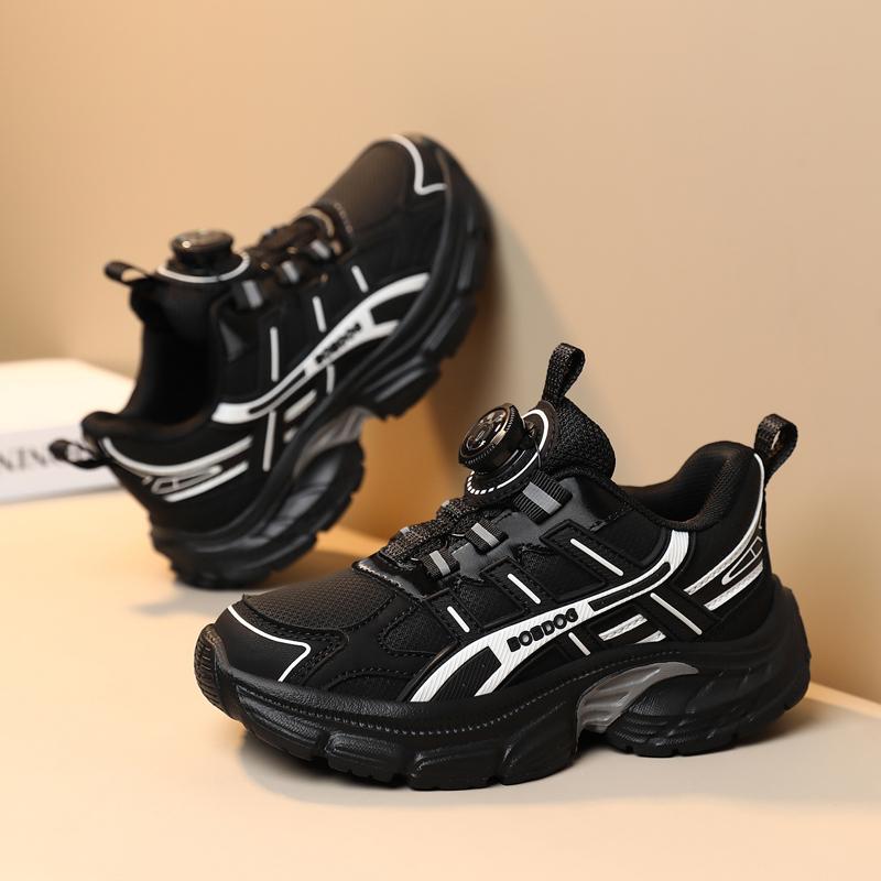 Kids Sneakers Dial Knob Closure Low Top Trainers Lightweight Cushioned School Sports Shoes Breathable Size 29-39