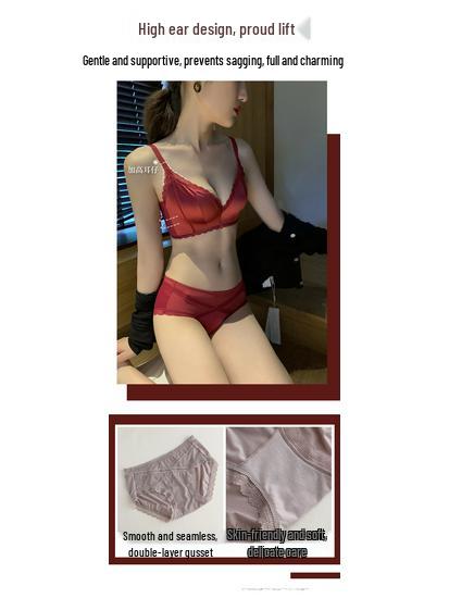 Satin Nahtloses Push-Up BH-Set: Anti-Schlaffheit, Bügelloser Minimizer mit Seitenhalt