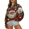 Women's Casual Long Sleeve Christmas Print Neck Top