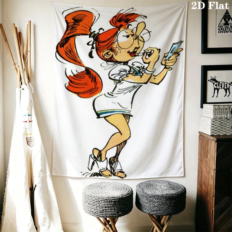 Gaston Lagaffe Animal Wall Tapestry Aesthetic Wall Hanging Printed Fabric Blanket Decorative Tapestries for Bedroom Living Room Home Decor