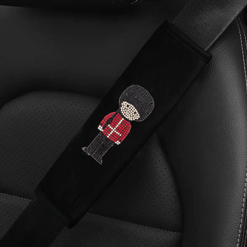 2pcs Car Seat Belt Shoulder Cover Cartoon Big Head Soldier Car Seat Belt Protective Cover Car Interior Supplies