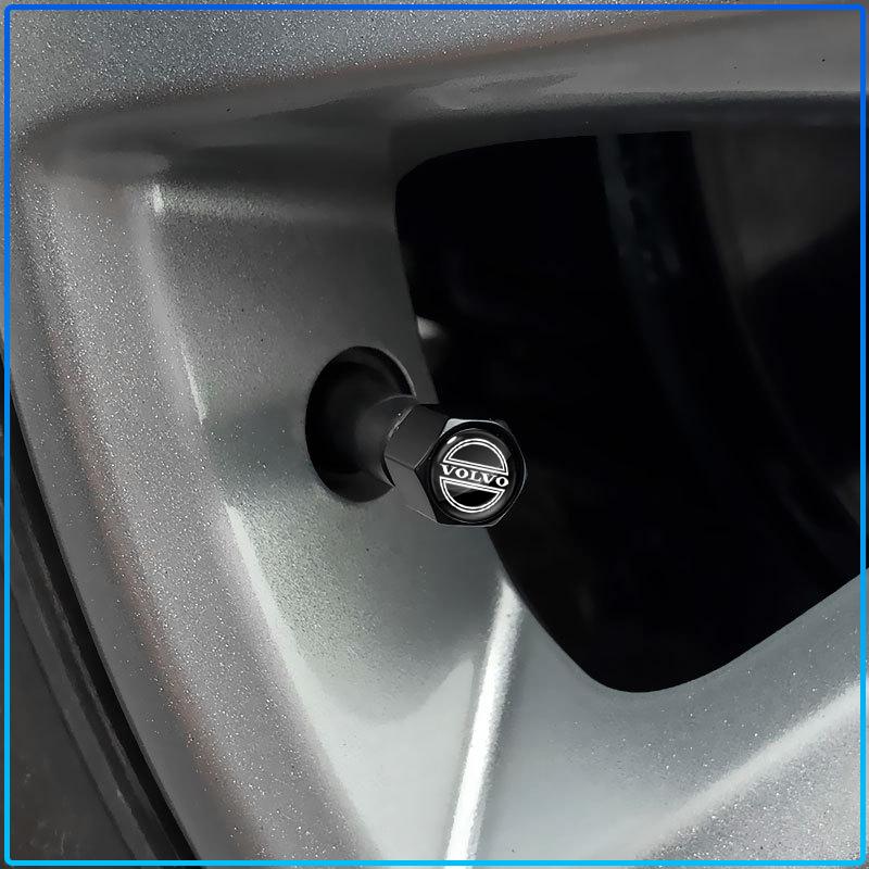1Set Car Valve Stem Nozzles Tire Valve Cover Anti-Theft Dust Hats Car Keychain For Volvo XC90 XC60 XC70 XC40 V90 V60 V40 C70 C30 S80