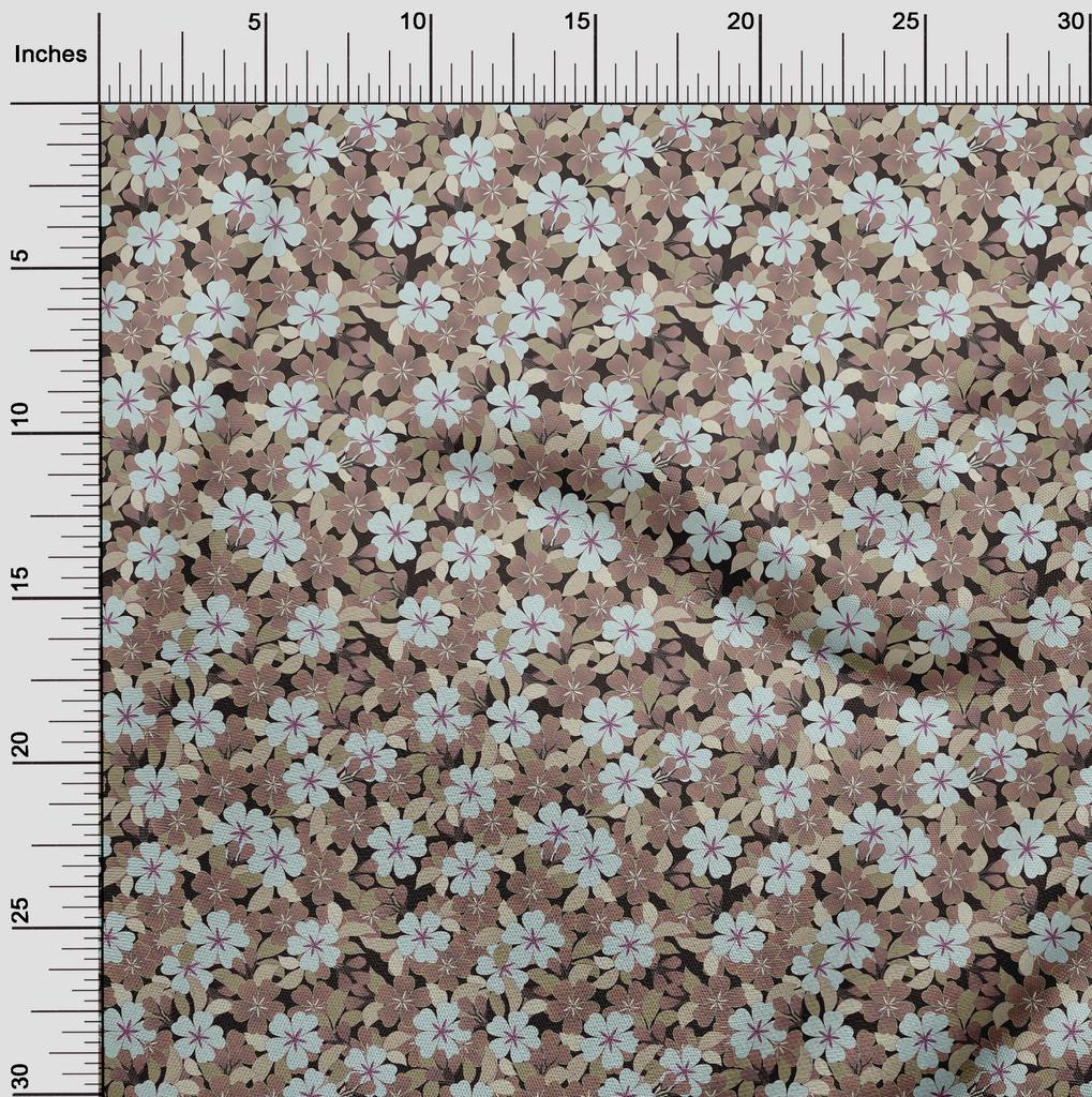 oneOone Cotton Flex Brown Fabric Floral Retro Sewing Craft Projects Fabric Prints By Yard 40 Inch