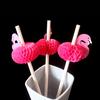 5Pcs Pink Flamingo Paper Straws Luau Tropical Beach Party Barware Favor
