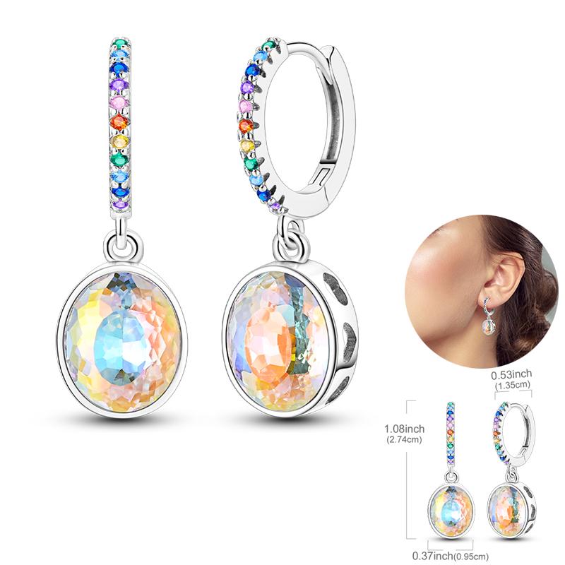 925 Silver Unicorn Rainbow Horse Sparkling Color Gemstone Women's Sweet Earrings Fit for Anniversary Engagement Delicate Jewelry
