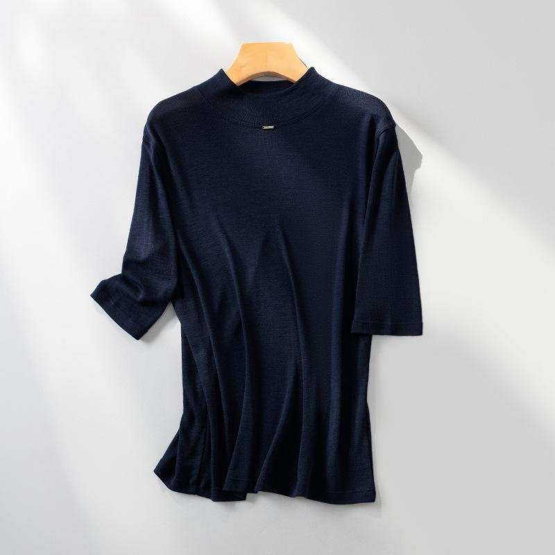 Puyuan 2025 Women's High Neck Merino Wool Base Layer - Classic Autumn/Winter Mid-Sleeve Essential