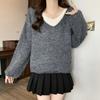 Colorblock Knit Sweater - Women's High-End Autumn/Winter Style, Soft, Loose, and Versatile