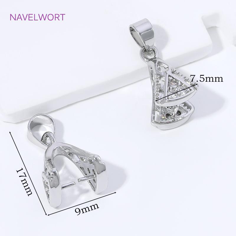 18K Gold Plated Brass Pendant Pinch Bail For Jewelry Making,With Zircon Bail Holder For Pendant,DIY Necklace Accessories