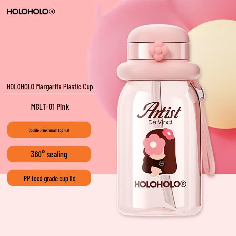 HOLOHOLO Magritte Portable Plastic Straw Water Bottle