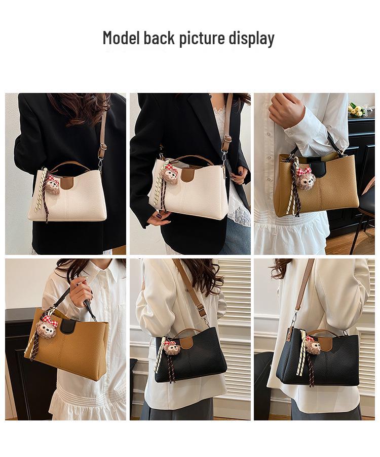 2025 Women's Color Block Bucket Bag - Korean Style Versatile Handbag and Crossbody for Ladies