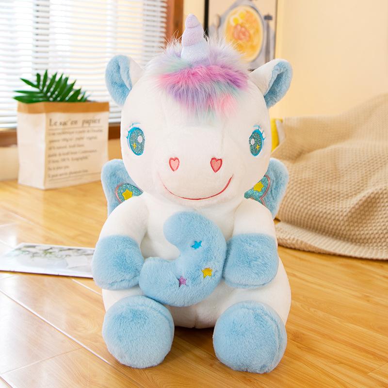 

New Star Moon Unicorn Plush Toy Cute Colorful Little Pegasus Doll Doll Girl Gift 40cm/0.45kg синій