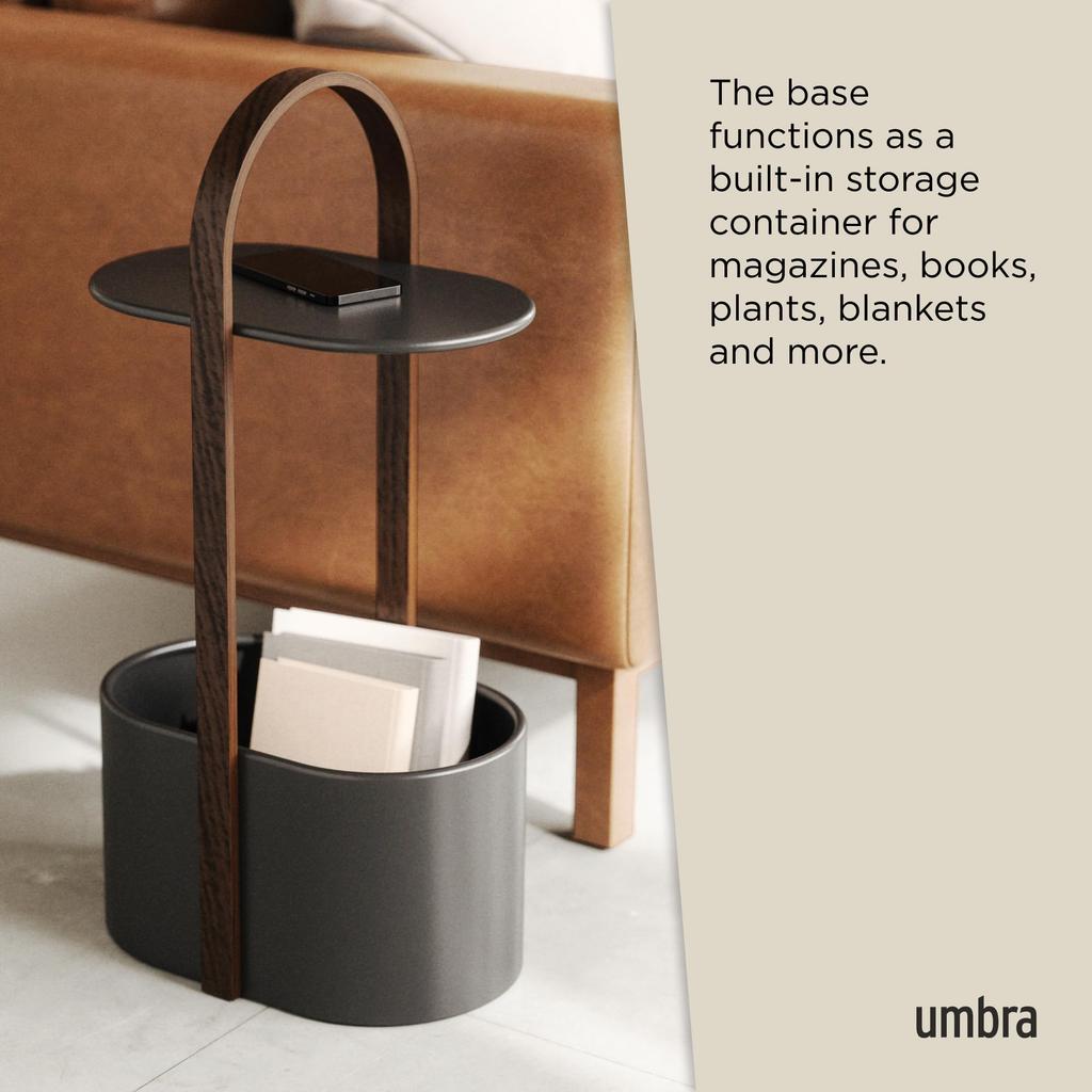 Umbra Storage Table, Side Table, Black/Walnut, W24 x D35 x H68cm, HUB 21013760048