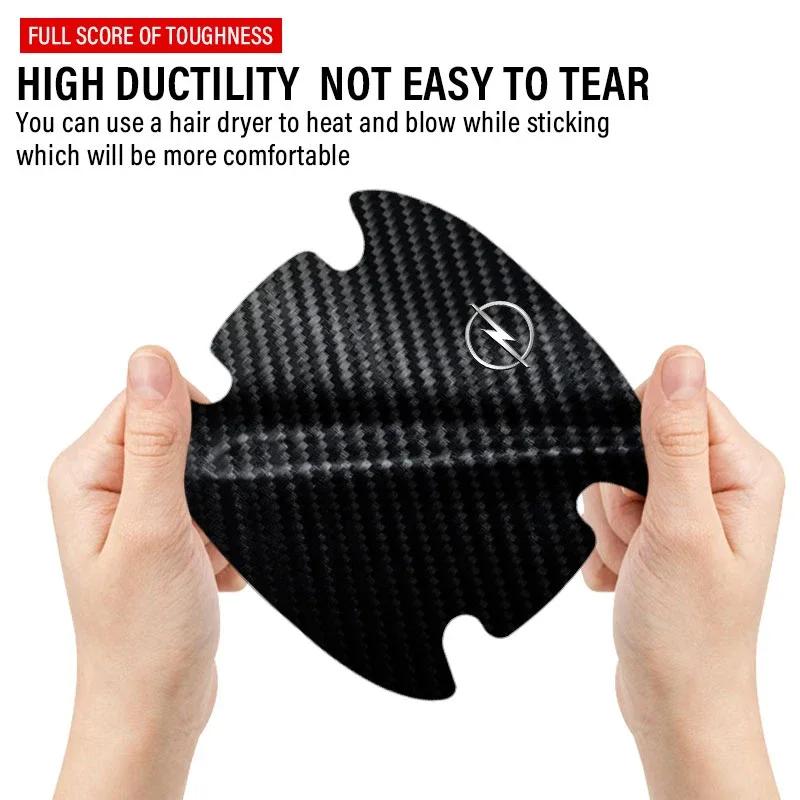 Car Door Handle Sticker Carbon Fiber Scratches Resistan Waterproof For Opel Insignia Astra Antara Meriva Zafira H G Corsa