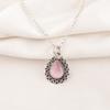 Pink Cat's Eye Pendant, 925 Solid Sterling Silver Gemstone Jewelry, Handmade Pendant Necklace For Wedding Gift