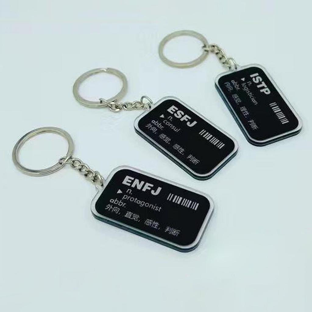 Keychain with Personality Words Pendant Bag Charms Key Chain Metal Rings Keyfob Hanging