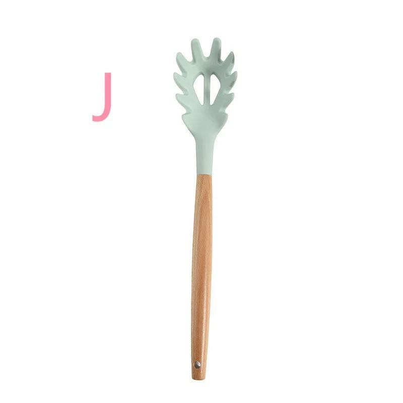 1 Pcs Silicone Kitchenware Set with Wooden Handle 12 Piece Non Stick Spatula and Spoon Kitchenware Set