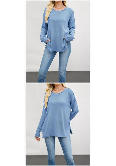 2026 European & American Women's Solid Color Knit Pullover - Autumn/Winter Loose Fit, Round Neck Sweater.