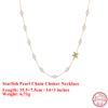 EFFIE QUEEN Natural Pearl Choker Necklace Fashion 925 Sterling Silver Starfish 5A CZ Necklace Party Jewelry Gift for Women BQN06