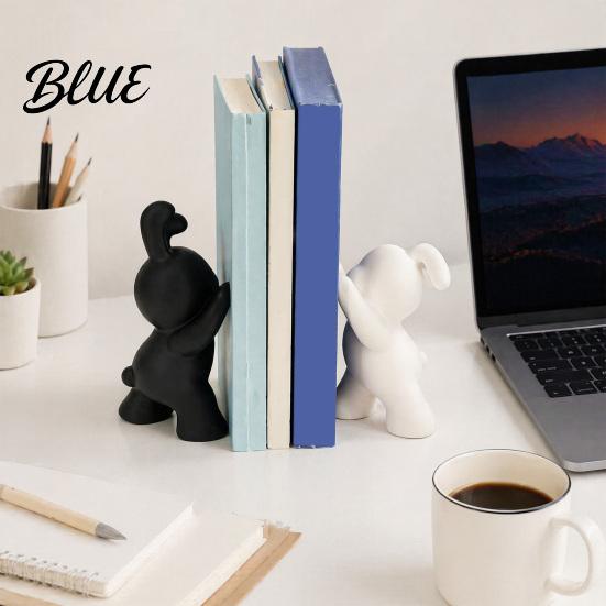 Cute Rabbit Book Supports 2PCS Bunny Bookends 3D Printed Matte Black And Study Room Shelving Supplies White Stoppers for Home Office Library