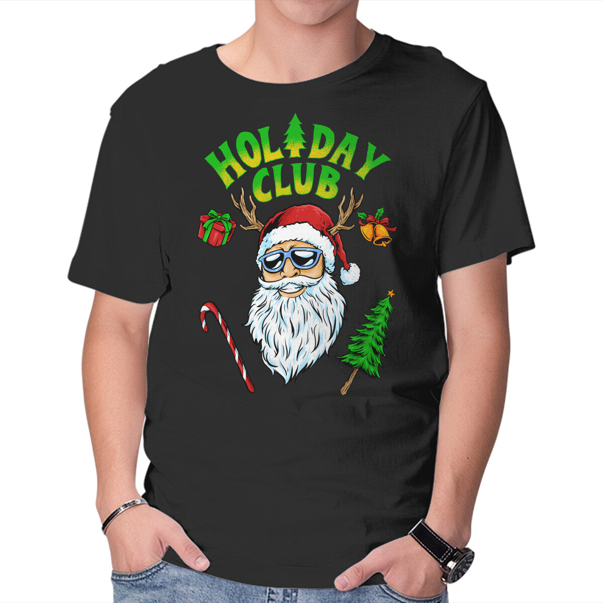 Unisex Crew Neck T-Shirt The Holiday Club Graphic Short Sleeve Casual Tee L