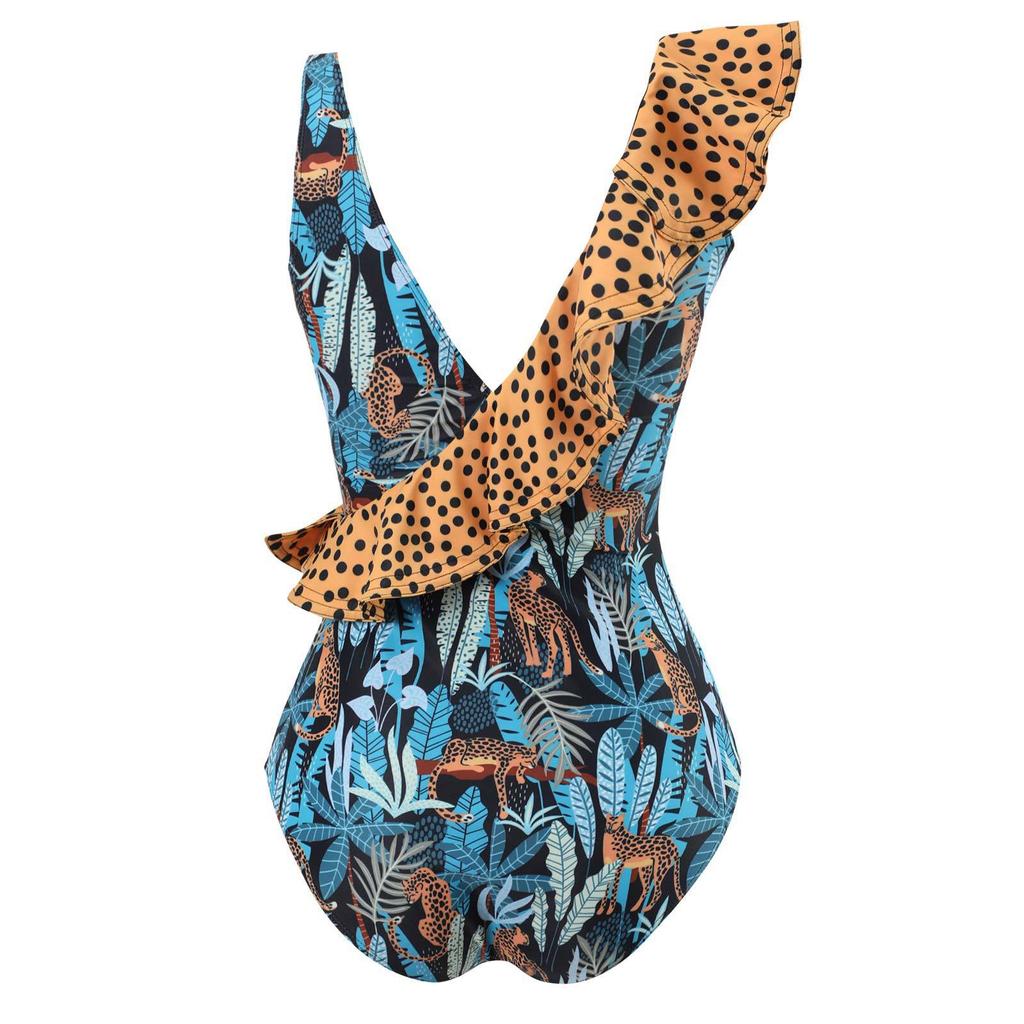 New Sexy One-piece Two-piece Swimsuit for Women Leopard Print Ruffled Chiffon Skirt Swimsuit Set