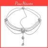 Elegant Rhinestone And Multi Layer Chain Design Women Silver Jewelry Headwear