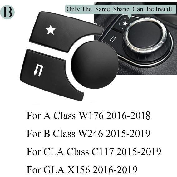 Black Car Console Multimedia Switch Button Cover Trim Sticker Compatible with Mercedes Benz A B Class CLA GLA W176 W246 C117 W117 X156(Model B)