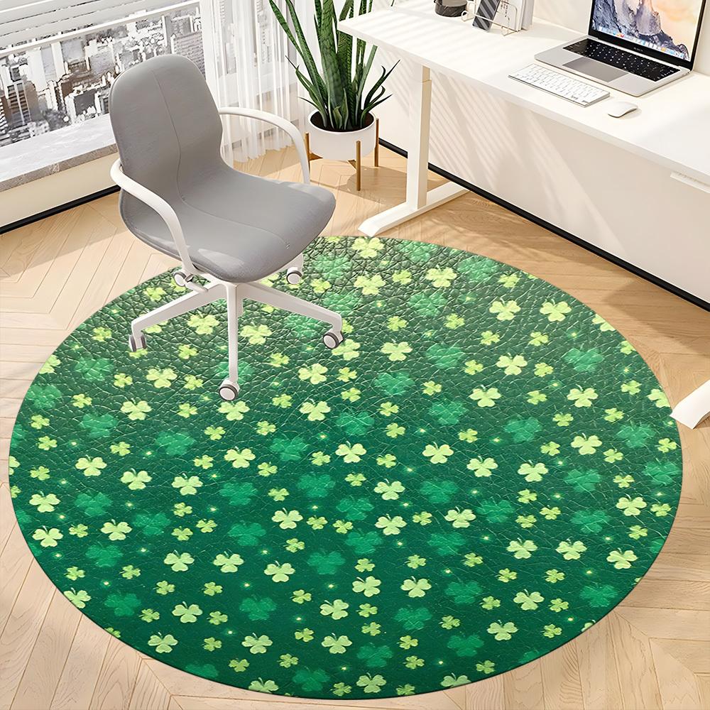 1pc Clover Pattern Office Round Rug, Non-slip, Soft and Durable Office Rug for Interior Decoration, Perfect for Office, Beautiful Decoration Yy2603230