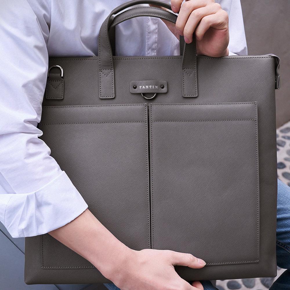 Tantin Leather Men'S Tote Bag T21355 Helmet Bag Gray