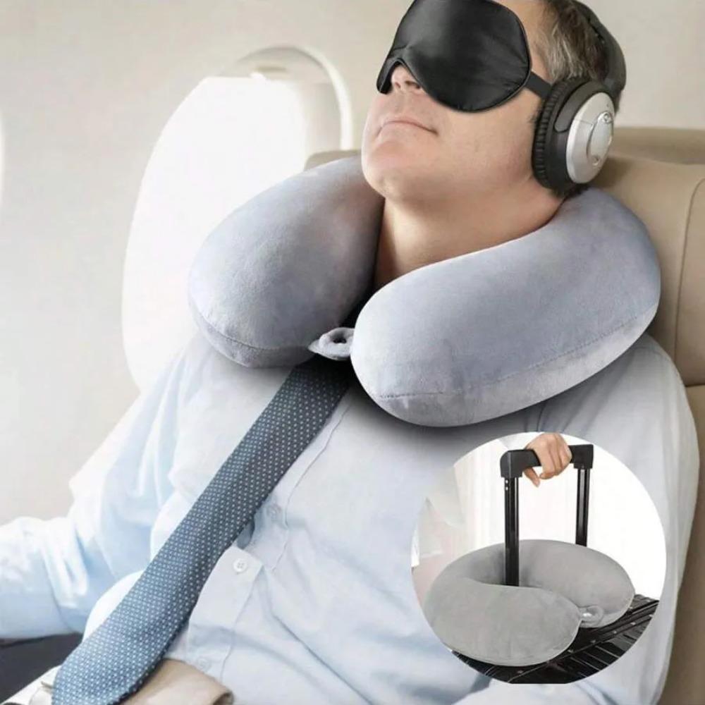 Almohada de Viaje Almohada Cervical Almohada de Avión Coche de Viaje Oficina en Casa Almohada de Cuello de Viaje Correa de Cierre Funda Suave Almohadas para Dormir