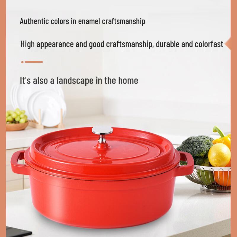 Zhi Shi Cast Iron Enamel Oval Stew Pot