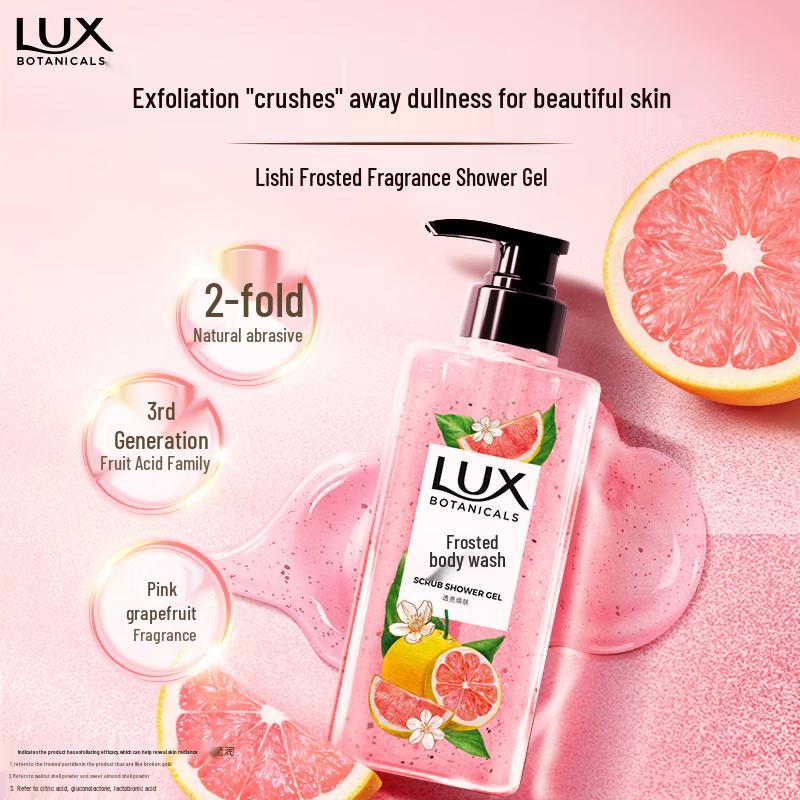 LUX Pink Grapefruit Botanical Scrub Shower Gel, 2x400g
