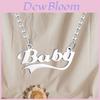 Elegant Stainless Steel Baby Letter Necklace Forever Love Gift For Valentine's Day
