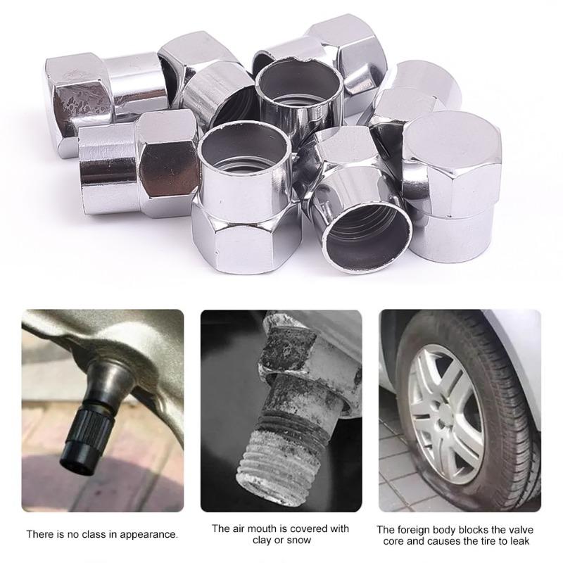 Car Tire Valve Caps Universal Auto Motorcycle Bike Flat Head Hexagonal Valve Cap Tyre Styling Decoration Dustproof Valve Cover