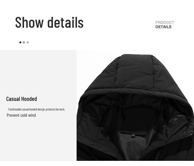 Men's USB Heated Slim Fit Cotton Jacket, Korean Style, Hooded, Zone 5 Smart Heating, Padded, Warm Outerwear.