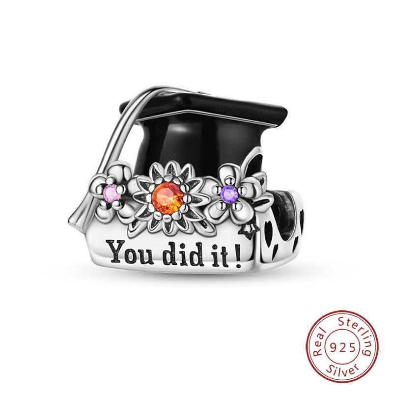 Copper Graduation Season Series Colored Owl Bachelor'S Hat Charms Beads Fit Qikaola Original Bracelets Diy Jewelry