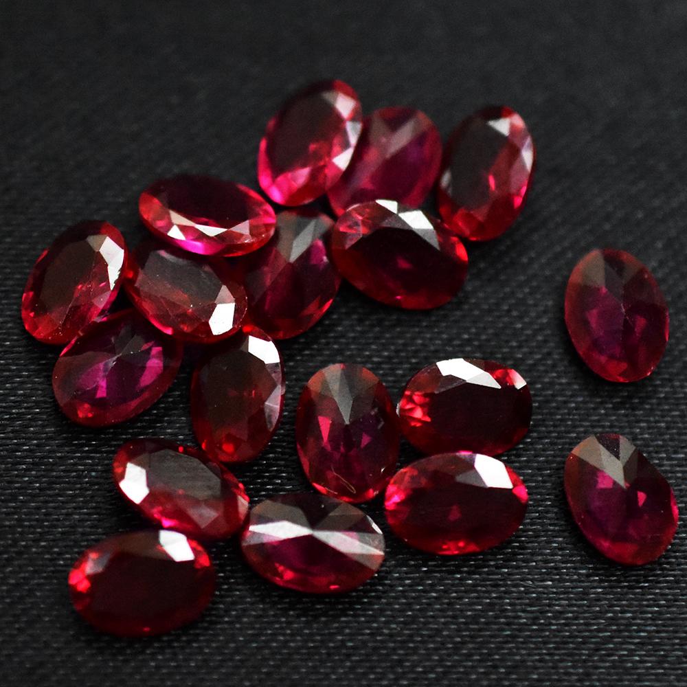 Natural Red Ruby Oval Cut 6 Pcs 7x5 Mm Lot Certified Vintage Jewelry Gemstone