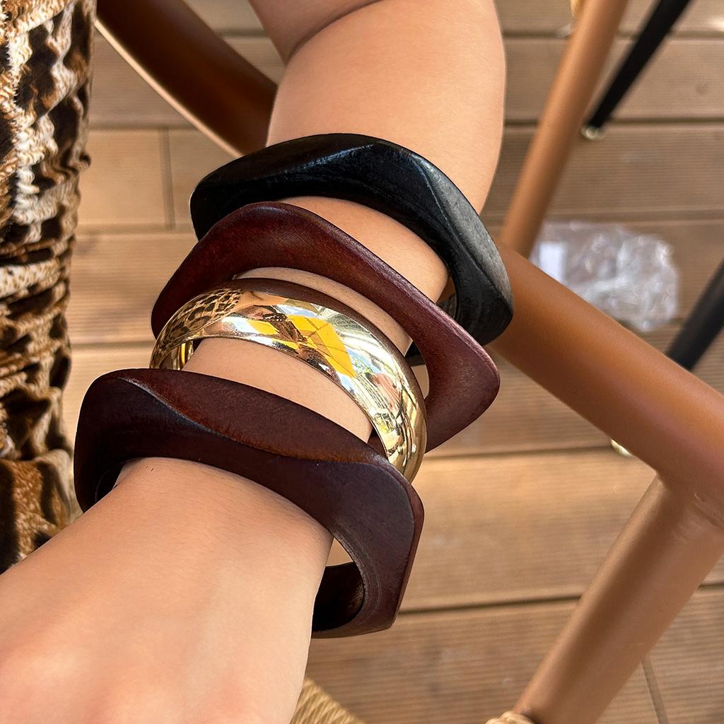 Maillard Retro Facettiertes Holzarmband Armband Mode Design Sinn Metall Glänzendes Armband