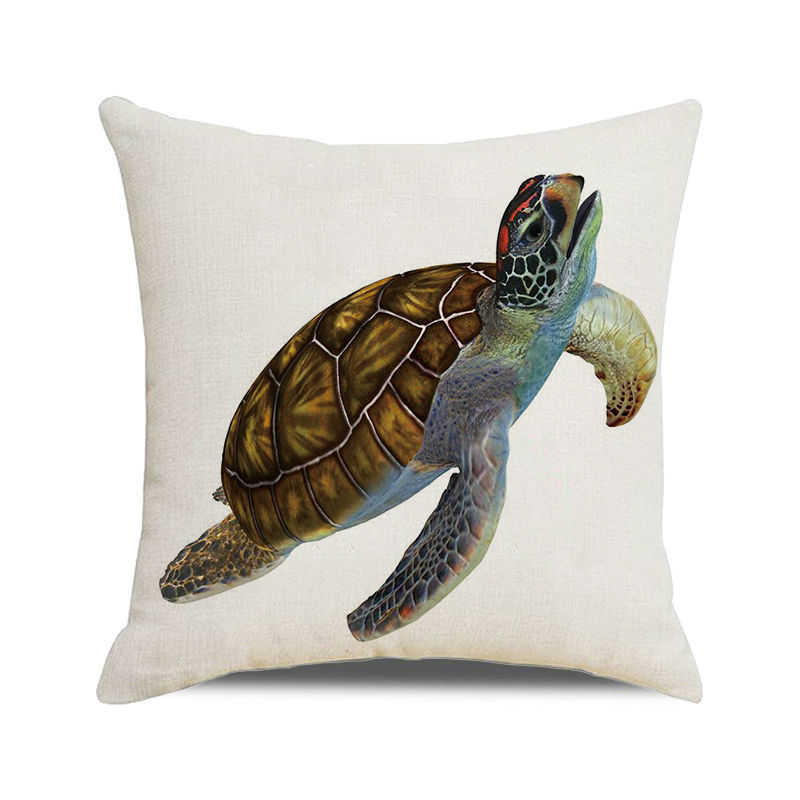 Home Decor Colorful Sea Turtle Watercolor Pillow Covers Pattern Cushion Cover Suitable for Sofa Bedroom Car Pillow Cover