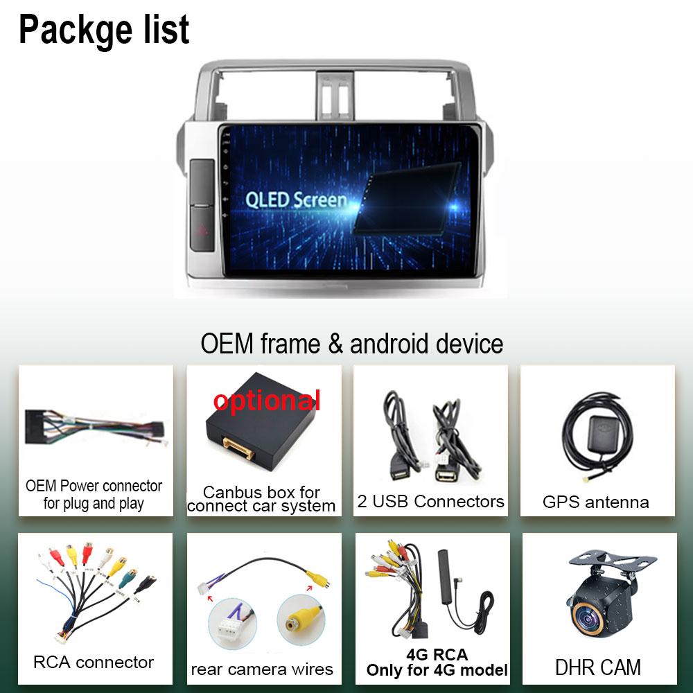 Android Multimedia For Toyota Land Cruiser Prado 150 2013 - 2017 CPU Radio QLED Player GPS Navigation Carplay Auto HDR Wifi Cam