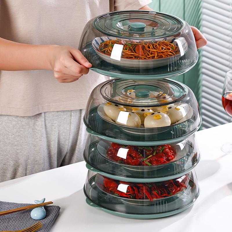 Dish Cover PET Heat Insulation Storage Transparent Dustproof for Home Picnic Cooking Green